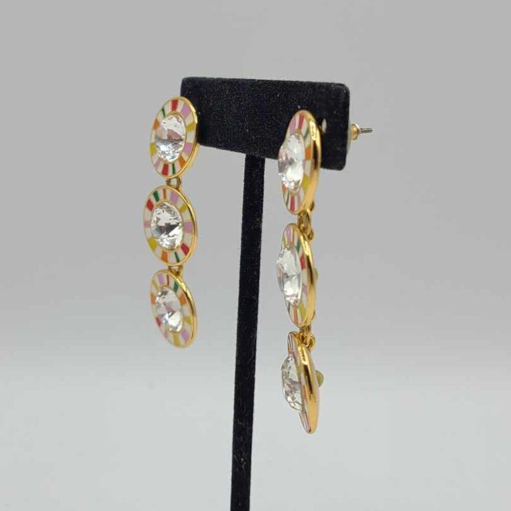 J Crew Multi Color Enamel Stripe Triple Round Cry… - image 5